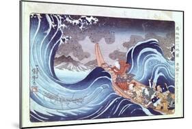 Nichiren Calming the Storm, 19th Century-Utagawa Kuniyoshi-Mounted Giclee Print