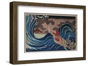 Nichiren Calms a Storm in Kakuda-Kuniyoshi Utagawa-Framed Art Print