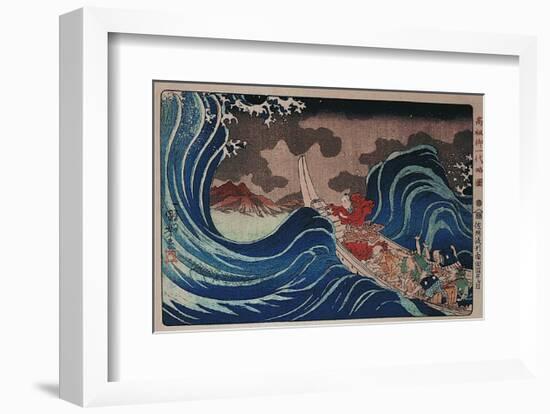 Nichiren Calms a Storm in Kakuda-Kuniyoshi Utagawa-Framed Art Print