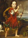 A Boy in Classical Costume Seated in a Landscape with a Finch and a Spaniel-Nicholaes Maes-Giclee Print