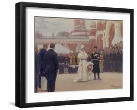 Nicholas II Receiving Rural District Elders in the Yard of Petrovsky Palace in Moscow, 1897-Ilya Yefimovich Repin-Framed Giclee Print