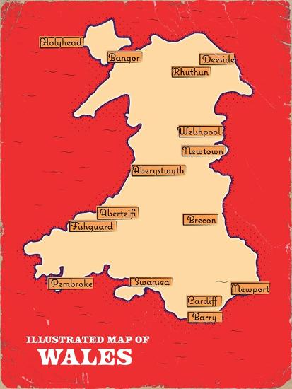 Illustrated Map of Wales Giclee Print - Nicholas | AllPosters.com