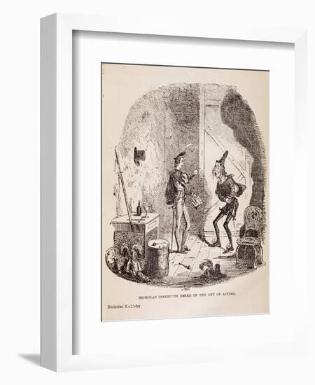 Nicholas Instructs Smike in Art of Acting-Hablot Knight Browne-Framed Giclee Print