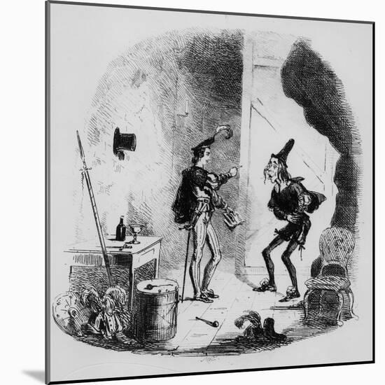 Nicholas Instructs Smike in the Art of Acting, Illustration from `Nicholas Nickleby'-Hablot Knight Browne-Mounted Giclee Print