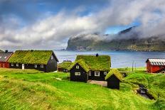 Gasadalur Village and its Iconic Waterfall, Vagar, Faroe Islands, Denmark. Long Exposure.-Nick Fox-Photographic Print
