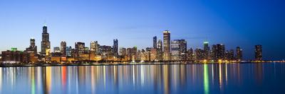 Usa, Illinois, Chicago. Aerial Dusk View of the City and Millennium Park in Winter.-Nick Ledger-Photographic Print