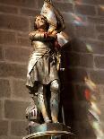 Statue of St. Joan of Arc with Coloured Light from Stained Glass, Church of Notre Dame, Vitre, Brit-Nick Servian-Photographic Print