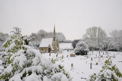 Box Cemetery Chapel after Heavy Snow, Box, Wiltshire, England, United Kingdom, Europe