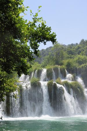 Mist Rising from Skradinski Buk Waterfalls with Densely Forested Surrounds