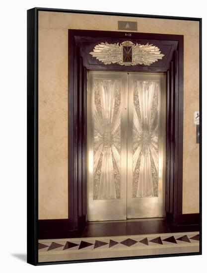 Nickel Metalwork Art Deco Elevator Doors, Two North Riverside Plaza, 400 West Madison Street-null-Framed Stretched Canvas