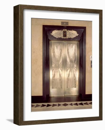 Nickel Metalwork Art Deco Elevator Doors, Two North Riverside Plaza, 400 West Madison Street-null-Framed Photographic Print