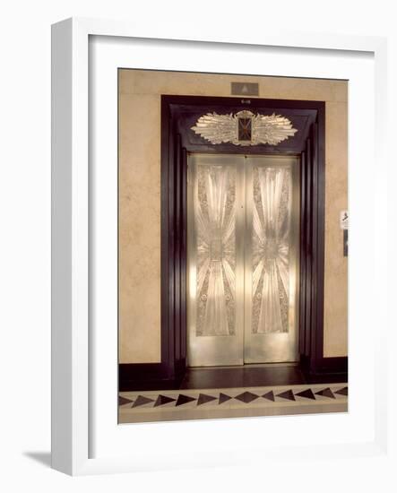 Nickel Metalwork Art Deco Elevator Doors, Two North Riverside Plaza, 400 West Madison Street-null-Framed Photographic Print