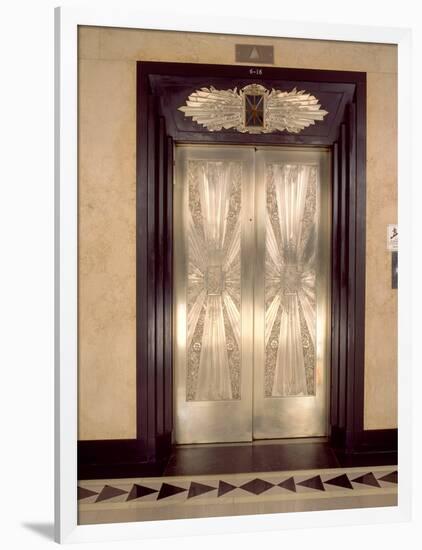 Nickel Metalwork Art Deco Elevator Doors, Two North Riverside Plaza, 400 West Madison Street-null-Framed Photographic Print