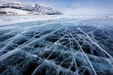 View of Beautiful Drawings on Ice from Cracks and Bubbles of Deep Gas on Surface of Baikal Lake in-Nickolay Vinokurov-Photographic Print