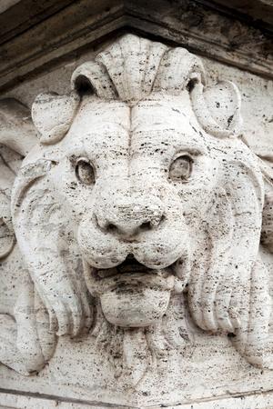 Marble lion at Ponte Vittorio Emanuele 2nd Rome, Latium, Italy, Europe