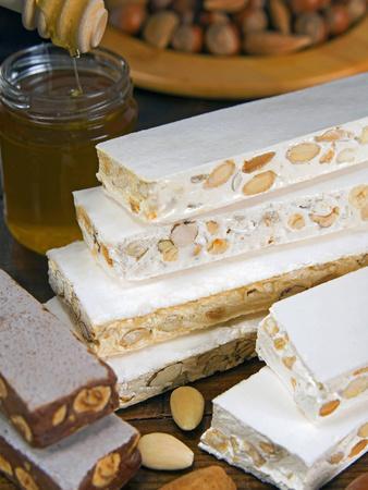 Turron (Spain), Torrone (Italy) or Nougat (Morocco), Confection of Honey, Sugar, Egg White and Nuts
