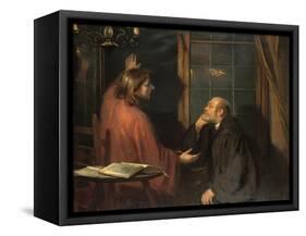 Nicodemus and Christ-Fritz von Uhde-Framed Stretched Canvas