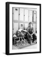 Nicola Pietrangeli in a Changing Room, with Rackets and a Sport Bag-null-Framed Giclee Print