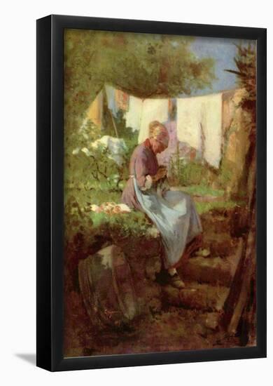 Nicolae Grigorescu (Flick end old woman) Art Poster Print-null-Framed Poster