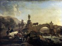 Italian Landscape with a Small Bridge, 1656-Nicolaes Berchem-Framed Stretched Canvas
