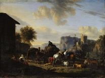 Italian Landscape with a Small Bridge, 1656-Nicolaes Berchem-Framed Stretched Canvas