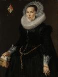 Portrait of a Lady, Standing Three-Quarter Length, in a Black Embroidered Dress-Nicolaes Eliasz. Pickenoy-Mounted Giclee Print