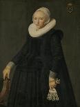 Portrait of a Lady, Standing Three-Quarter Length, in a Black Embroidered Dress-Nicolaes Eliasz. Pickenoy-Framed Stretched Canvas