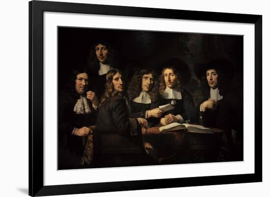 Nicolaes Maes (1634-1693). Dutch Golden Age Painter. Six Deans of the Amsterdam Guild of Surgeons-Nicolaes Maes-Framed Giclee Print