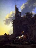 An Italianate Landscape with Peasants outside an Inn, 17Th Century (On Canvas)-Nicolaes Pietersz Berchem-Giclee Print