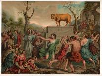 The Adoration of the Golden Calf (Colour Litho)-Nicolas (after) Poussin-Stretched Canvas