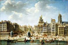 La pompe de la Samaritaine, le Pont-Neuf et l'île de la Cité vus du quai du Louvre-Nicolas Jean Baptiste Raguenet-Giclee Print