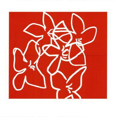 Fleurs Blanches Sur Fond Rouge, c.2003