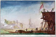 Launching a Ship at Brest, C1750-1810-Nicolas Marie Ozanne-Mounted Giclee Print