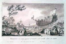 Launching a Ship at Brest, C1750-1810-Nicolas Marie Ozanne-Mounted Giclee Print