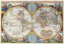 World Map of Lands and Waterways-Nicolas Visscher-Framed Stretched Canvas