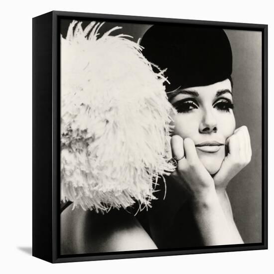 Nicole de la Marge in a Peter Shepherd Velvet Cap, 1965-John French-Framed Stretched Canvas