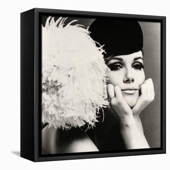 Nicole de la Marge in a Peter Shepherd Velvet Cap, 1965-John French-Framed Stretched Canvas