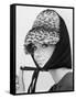 Nicole de la Marge in an Otto Lucas Jersey Scarf over an Ocelot Hat, 1964-John French-Framed Stretched Canvas