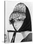 Nicole de la Marge in an Otto Lucas Jersey Scarf over an Ocelot Hat, 1964-John French-Stretched Canvas