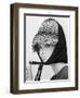 Nicole de la Marge in an Otto Lucas Jersey Scarf over an Ocelot Hat, 1964-John French-Framed Giclee Print