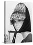 Nicole de la Marge in an Otto Lucas Jersey Scarf over an Ocelot Hat, 1964-John French-Stretched Canvas