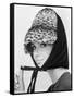 Nicole de la Marge in an Otto Lucas Jersey Scarf over an Ocelot Hat, 1964-John French-Framed Stretched Canvas