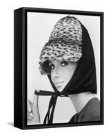 Nicole de la Marge in an Otto Lucas Jersey Scarf over an Ocelot Hat, 1964-John French-Framed Stretched Canvas