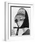 Nicole de la Marge in an Otto Lucas Jersey Scarf over an Ocelot Hat, 1964-John French-Framed Giclee Print