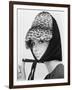 Nicole de la Marge in an Otto Lucas Jersey Scarf over an Ocelot Hat, 1964-John French-Framed Premium Giclee Print