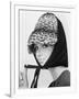 Nicole de la Marge in an Otto Lucas Jersey Scarf over an Ocelot Hat, 1964-John French-Framed Premium Giclee Print