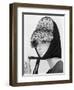 Nicole de la Marge in an Otto Lucas Jersey Scarf over an Ocelot Hat, 1964-John French-Framed Premium Giclee Print