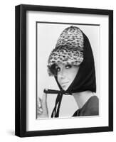 Nicole de la Marge in an Otto Lucas Jersey Scarf over an Ocelot Hat, 1964-John French-Framed Premium Giclee Print