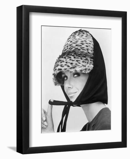 Nicole de la Marge in an Otto Lucas Jersey Scarf over an Ocelot Hat, 1964-John French-Framed Premium Giclee Print