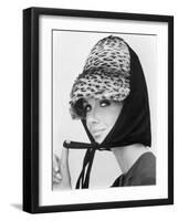 Nicole de la Marge in an Otto Lucas Jersey Scarf over an Ocelot Hat, 1964-John French-Framed Giclee Print